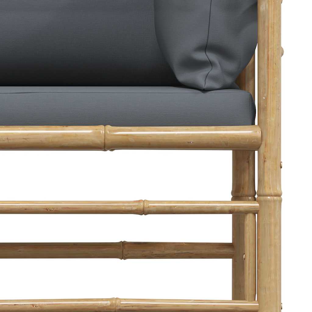 Gartensofa mit Dunkelgrauen Kissen Bambus
